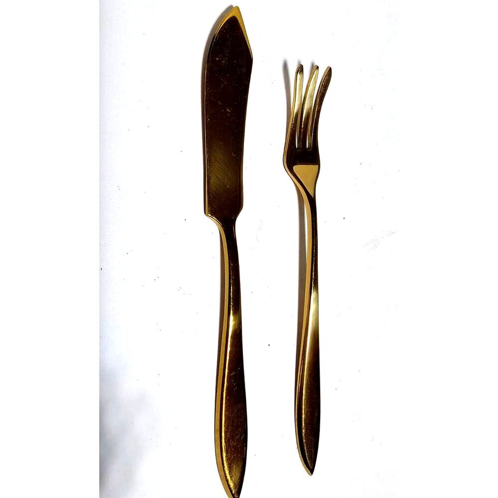Vtg Dirigold Dirilyte Goldware Flatware Silverware Butter Knife & Cocktail Fork